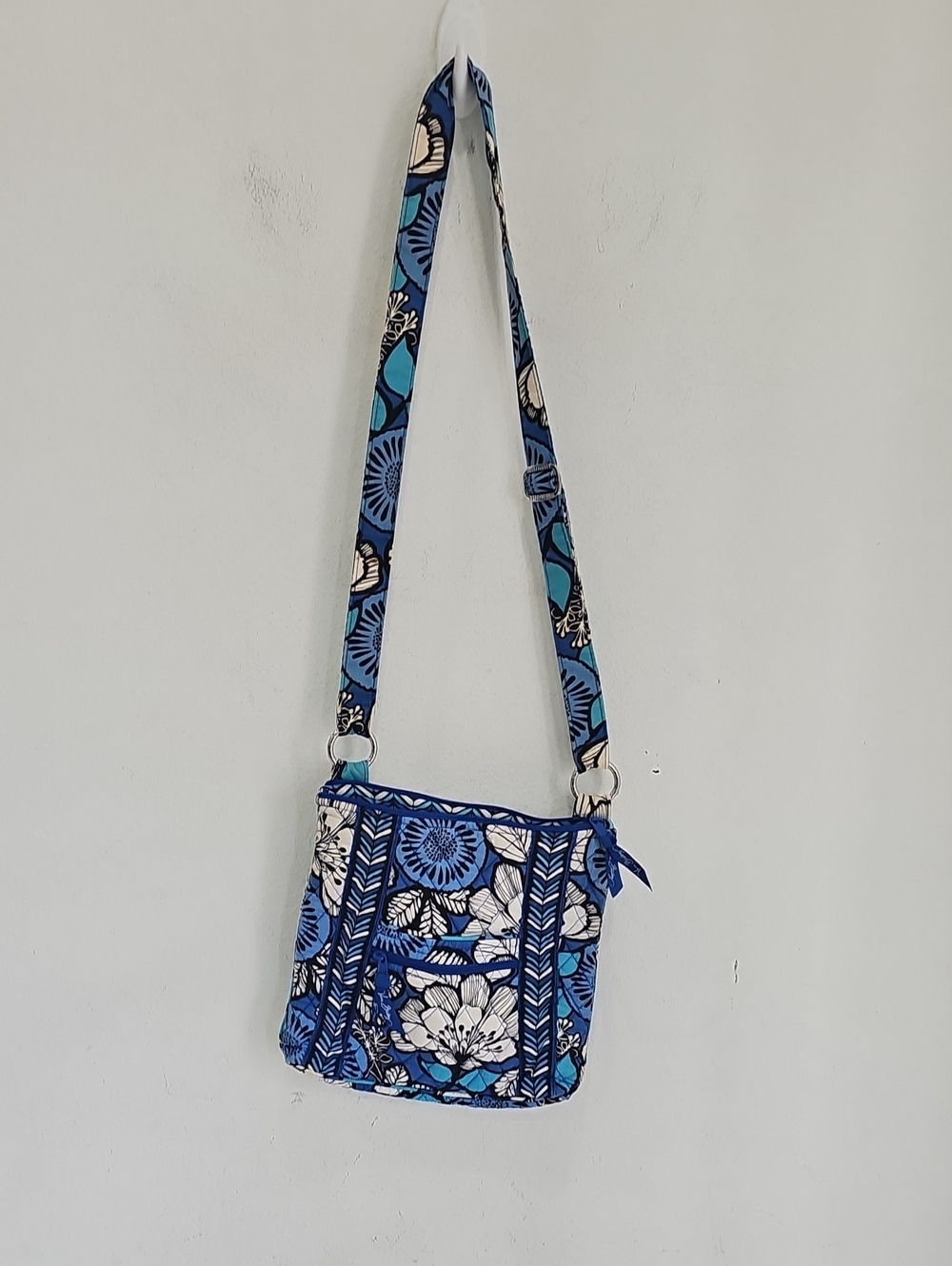 Blue Floral Crossbody Bag - Unbranded